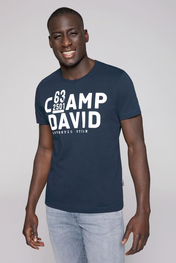 CAMP DAVID & SOCCX | Basic T-Shirt Rundhals mit Logo Print blue navy