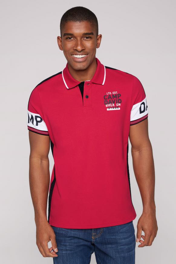 CAMP DAVID & SOCCX | Poloshirt aus Pikee mit Logo-Ärmeln royal red