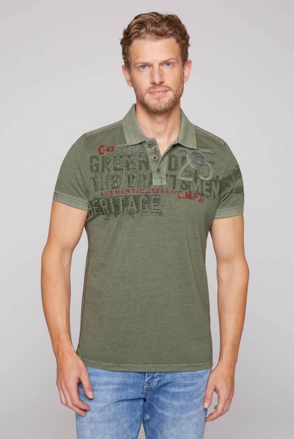 Poloshirt mit Label-Applikationen green olive