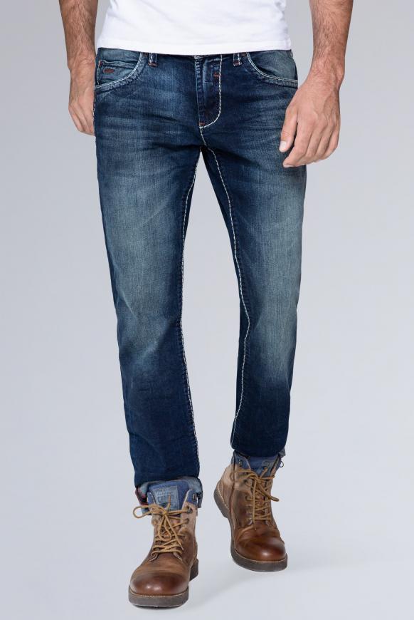 Regular Fit Jeans NI:CO Regular Fit Jeans mit 3-D-Knittereffekten dark used