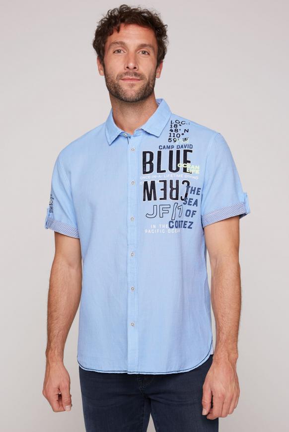 CAMP DAVID & SOCCX | Strukturiertes Hemd mit Rücken-Print pacific blue