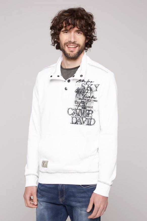 CAMP DAVID & SOCCX | Sweatshirt mit Troyer-Kragen und Kängurutasche  opticwhite