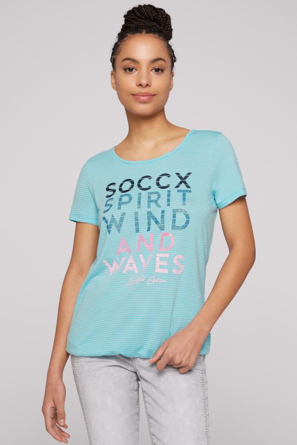 T-Shirt mit tonigen Streifen und Glitter Print coast blue