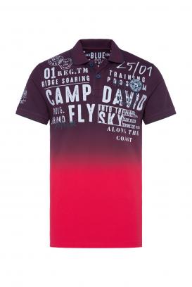 CAMP DAVID & SOCCX | Pikee-Polo Dip Dye mit Logo Artwork red sun / reef blue