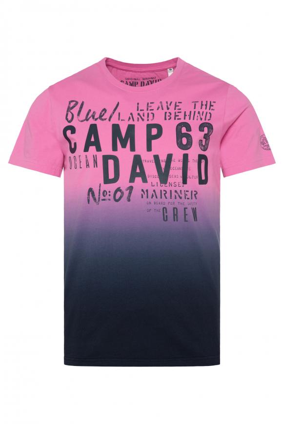 T-Shirt Dip Dye mit Print Artwork pink punch / blue navy