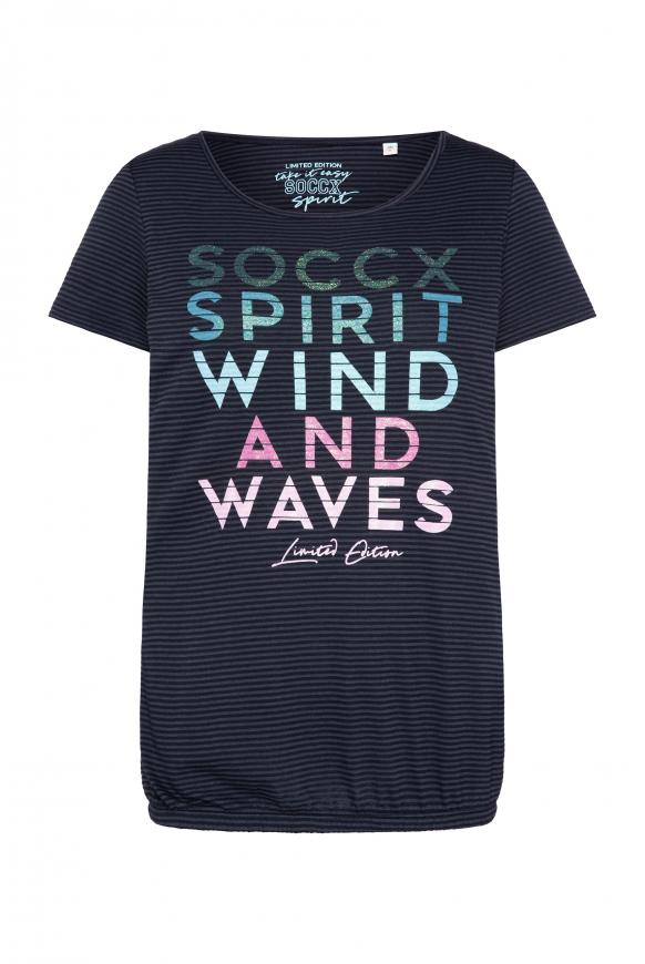 T-Shirt mit tonigen Streifen und Glitter Print blue navy