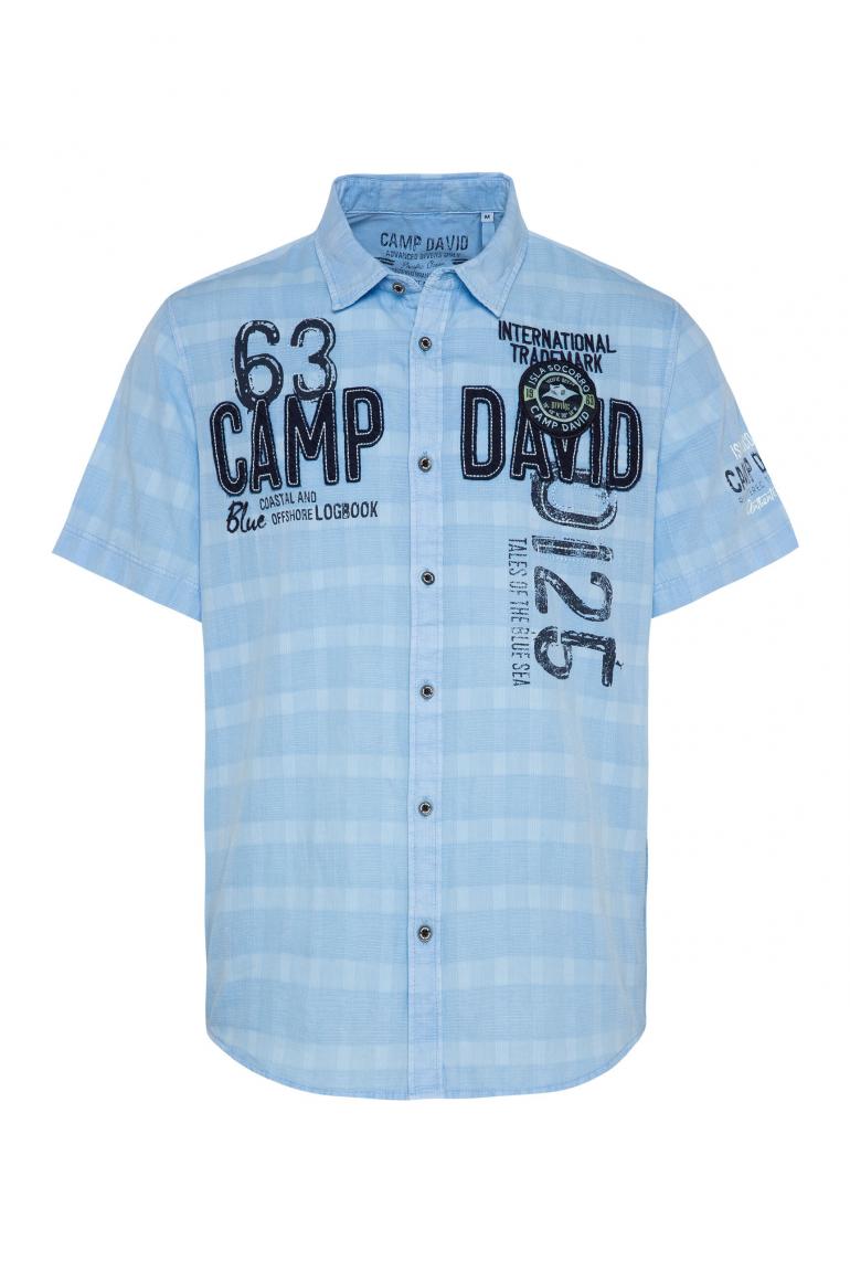 CAMP DAVID & SOCCX | Kurzarmhemd mit toniger Karowebstruktur summer blue