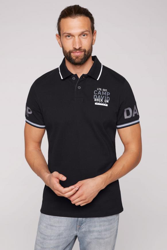 CAMP DAVID & SOCCX | Poloshirt aus Pikee mit Logo-Ärmeln black