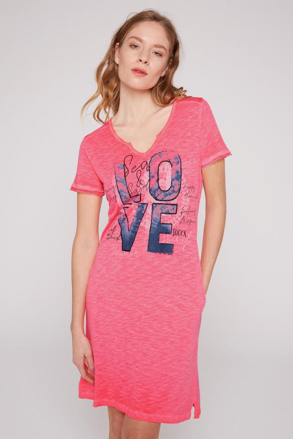 CAMP DAVID & SOCCX | T-Shirt-Kleid mit Mesh-Einsatz und Print tropical pink