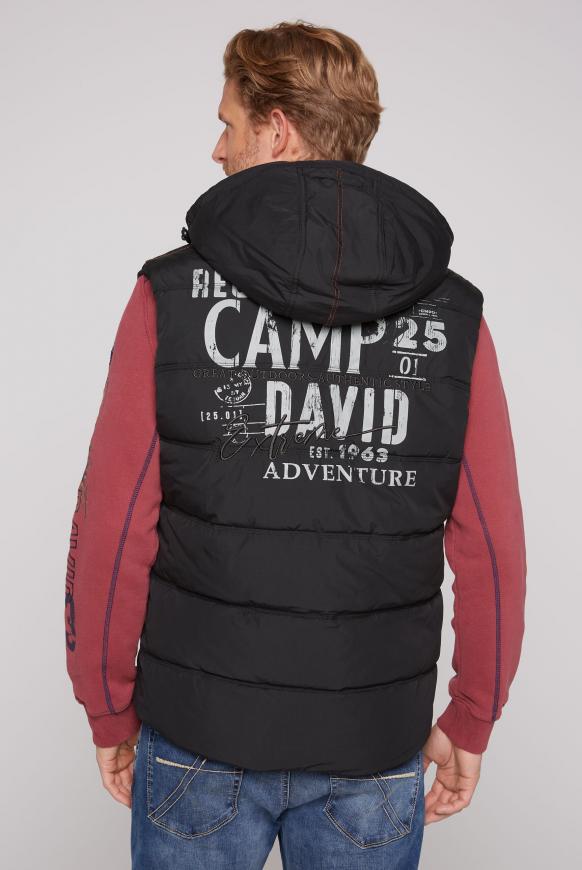CAMP DAVID & SOCCX | Weste mit Taschen und abtrennbarer Kapuze black