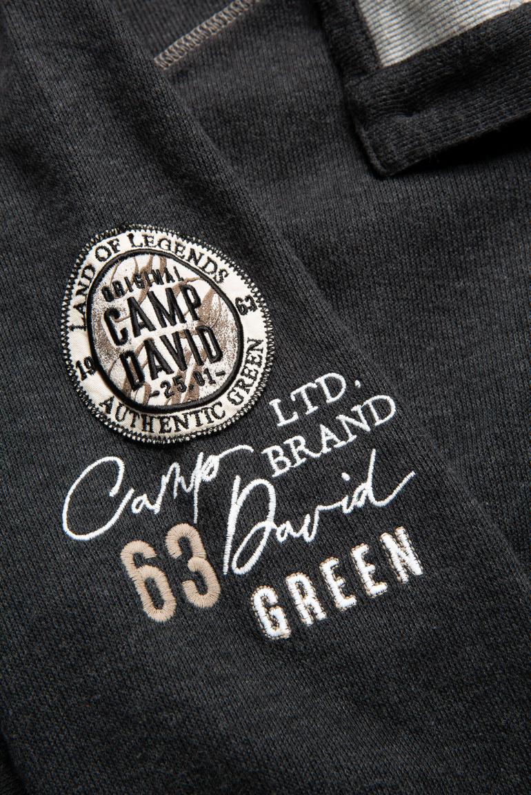 CAMP DAVID & SOCCX | Troyer-Sweatshirt mit Artwork und Patches black melange