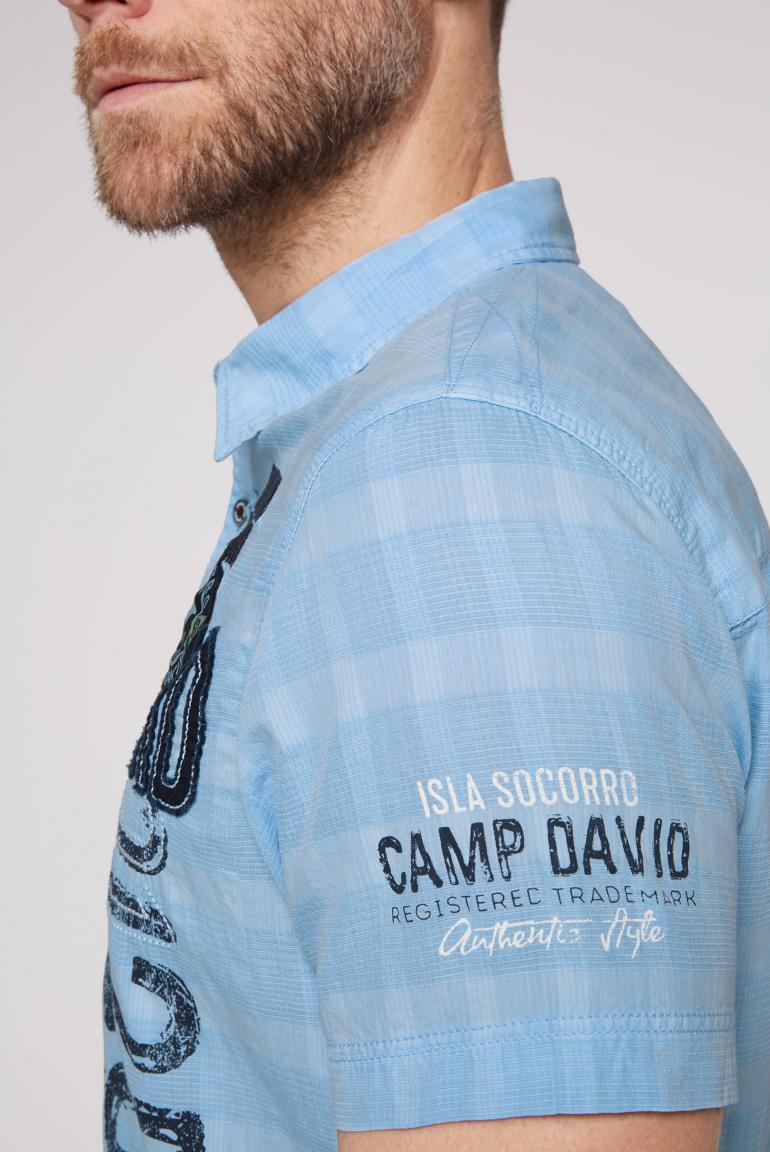 CAMP DAVID & SOCCX | Kurzarmhemd mit toniger Karowebstruktur summer blue