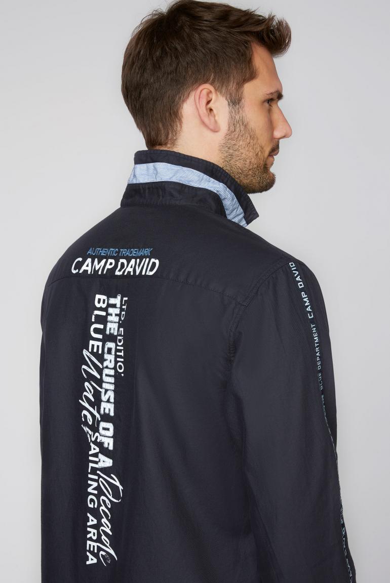 CAMP DAVID & SOCCX | Langarmhemd mit Label-Applikationen blue navy